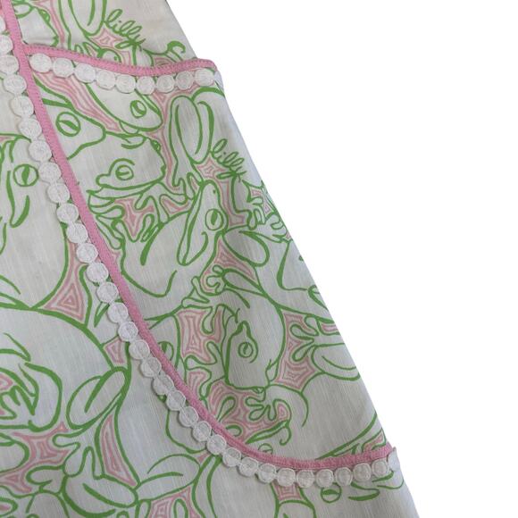 Lilly Pulitzer Originals Roslyn Skirt Pink Green Frog Lilly Pad Pattern 8 AS IS - Picture 3 of 8